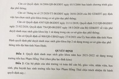 TRƯỜNG TH PHẠM HỒNG THÁI CÔNG KHAI DANH MỤC SÁCH GIÁO KHOA NĂM HỌC 2021 – 2022