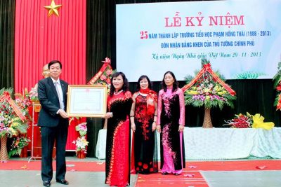 Diễn văn kỉ niệm 25 năm trường tiểu học Phạm Hồng Thái (1988-2013) và Lễ kỉ niệm Ngày Nhà giáo Việt Nam 20-11-2013